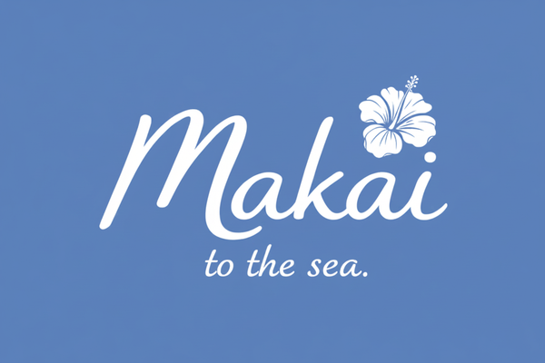 Makai to the sea #4770DB blue logo
